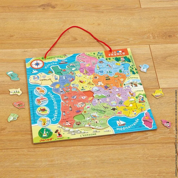 Puzzle France Magnétique 93 pcs (bois) - JANOD - Nouvelles régions 2016 - Dès 7 ans-1