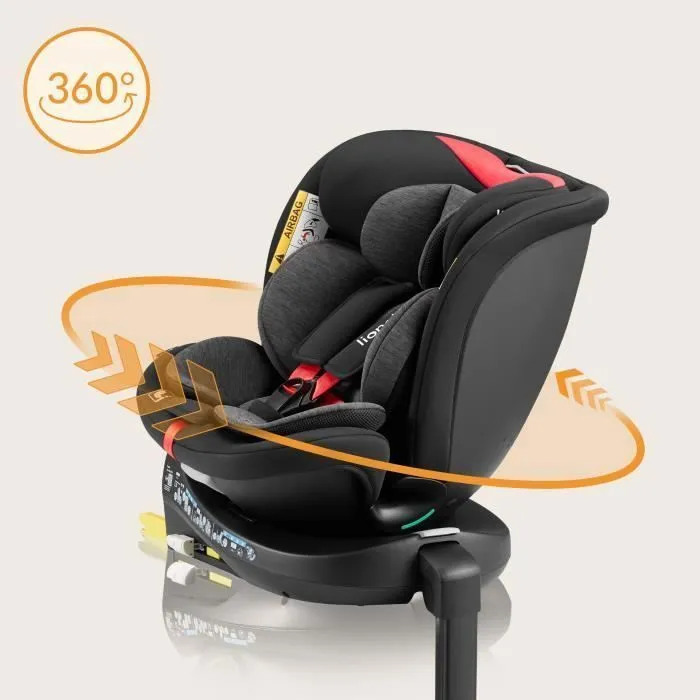 Siège auto évolutif LIONELO Navy i-Size - Base pivotante 360° - 40-150 cm - ISOFIX - Groupe 0+/1/2/3 - Rouge-1