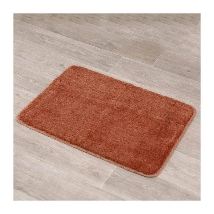 TENDANCE - Tapis de salle de bain Orange Cuivre en Microfibre Confort et Doux 50 x 70 cm-2