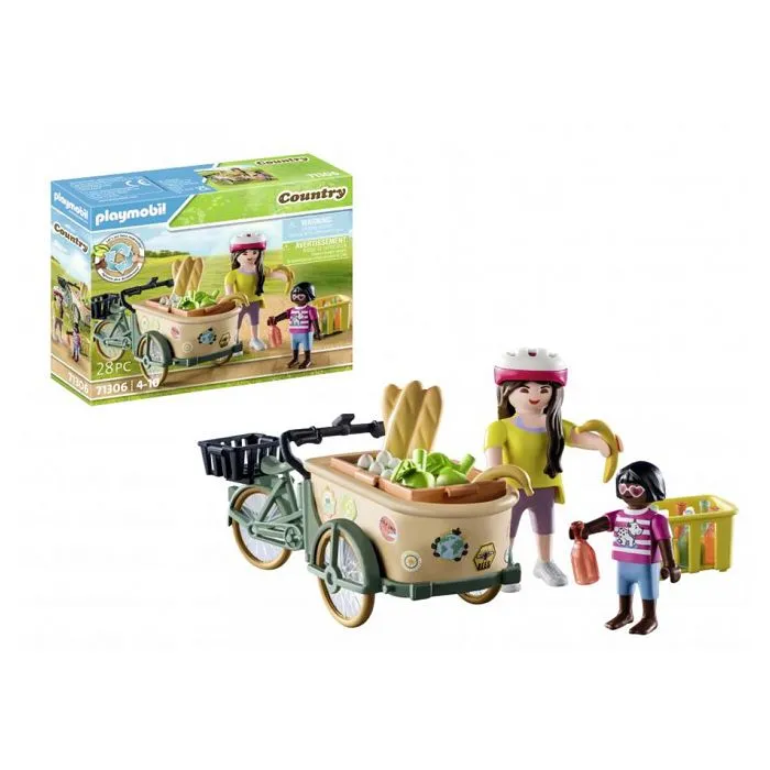 PLAYMOBIL - Cycliste avec vélo et remorque avant - Ferme - Jouet pour enfant de 4 ans et plus-3