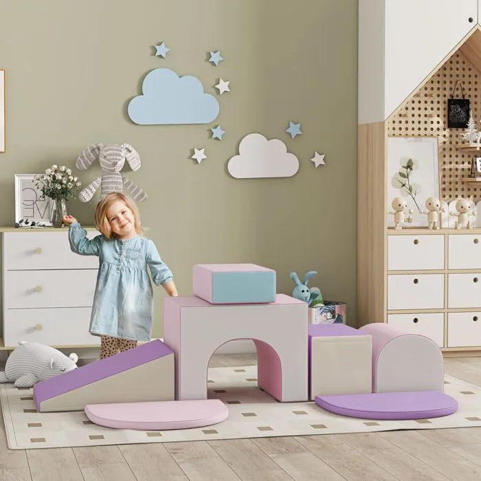 7PCS Module motricité bébé - HOMCOM - pour enfants d'âge préscolaire - en mousse EPE - multicolore-1