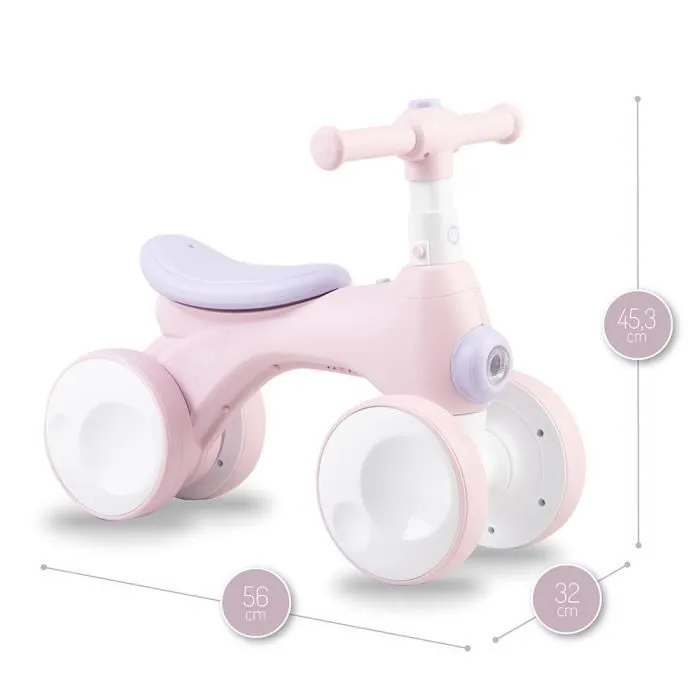 MoMi TOBIS - Velo Bebe Draisienne - sans pedales - bulles, feu avant, klaxon - Rose-1
