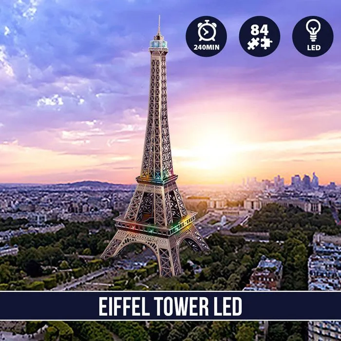 Puzzle 3D Tour Eiffel LED - World Brands - 84 pièces - Jeux de société - Enfant 14 ans ou plus-1