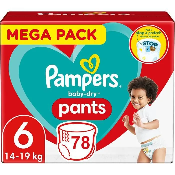 PAMPERS PANTS TAILLE 6 BABY-DRY COUCHES-CULOTTES 78 COUCHES-0