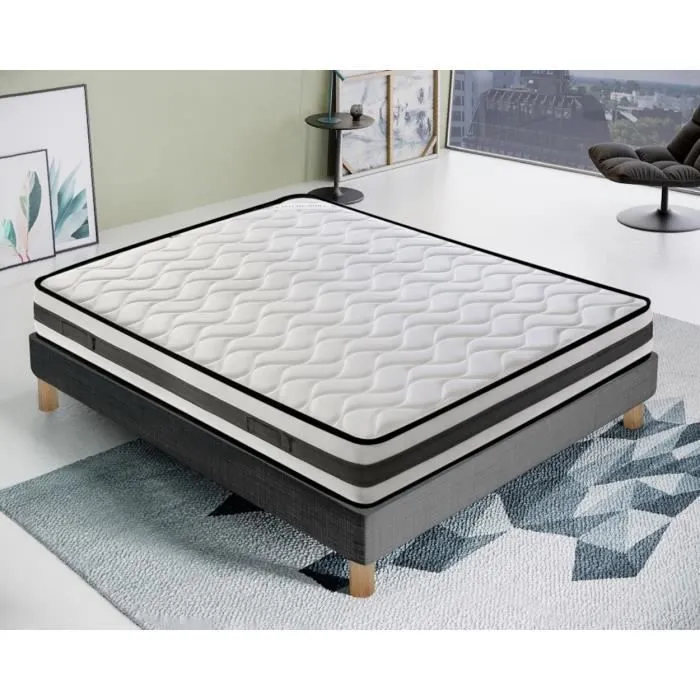 Matelas Mousse 140x190 cm - Haute Densité - - Réversible - Côté Été/hiver - Modèle Fenis-0