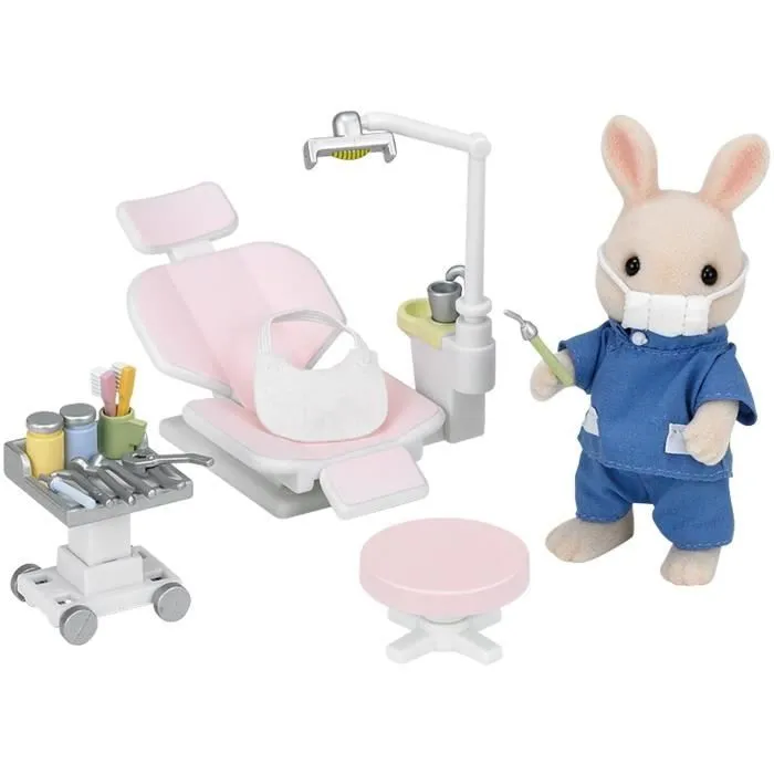 SYLVANIAN FAMILIES - Dentiste et Accessoires - Papa Lapin crème - 14 accessoires inclus-2