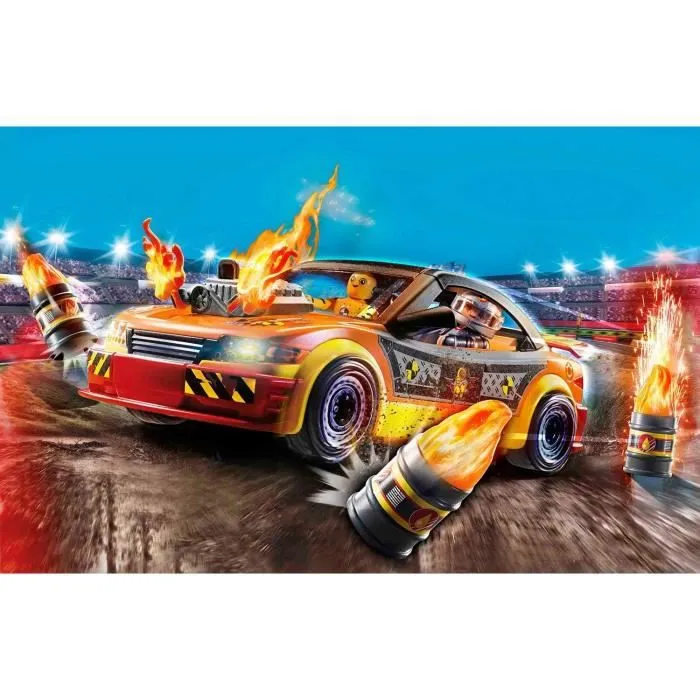 PLAYMOBIL - 70551 - Stuntshow Voiture crash test avec mannequin - Mixte - 60 pièces - Bleu-1