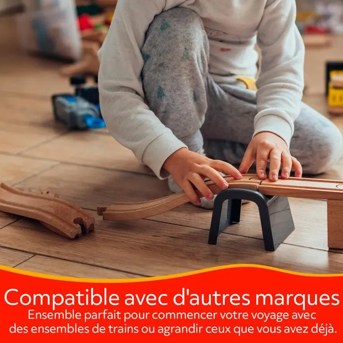 Circuit train bois Kinderplay GS6151 – train, rails et véhicules – pack complet 213 cm – jouet enfant dès 3 ans-3
