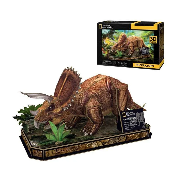 Puzzle 3D - National Geographic - Triceratops - 44 pièces - Pour enfants 8 ans et plus - Facile à assembler-0
