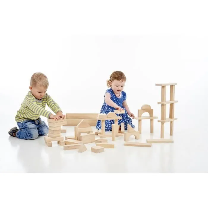 Jeu de construction en bois massif - TickiT - Blocs en bois géants naturel - COMMOTION-3
