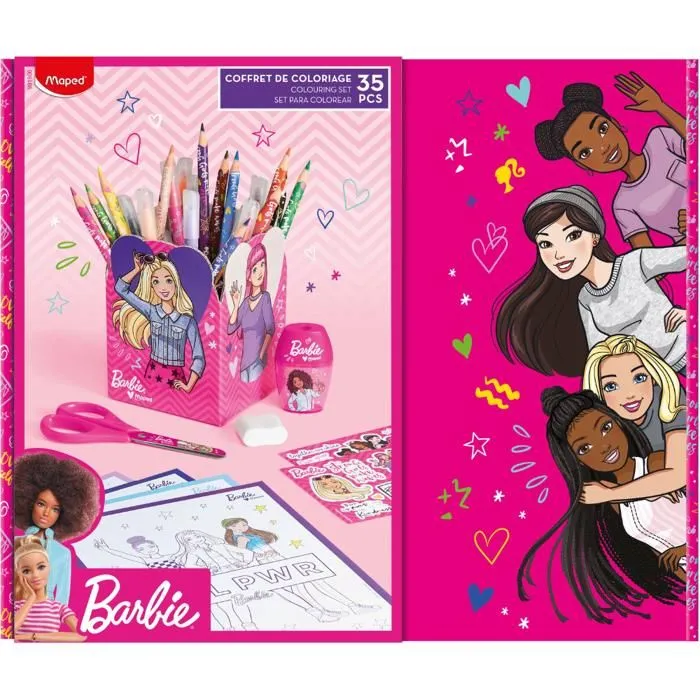 Coffret coloriage - Maped - Barbie - 12 crayons - 12 feutres - 5 feuilles de coloriage-3