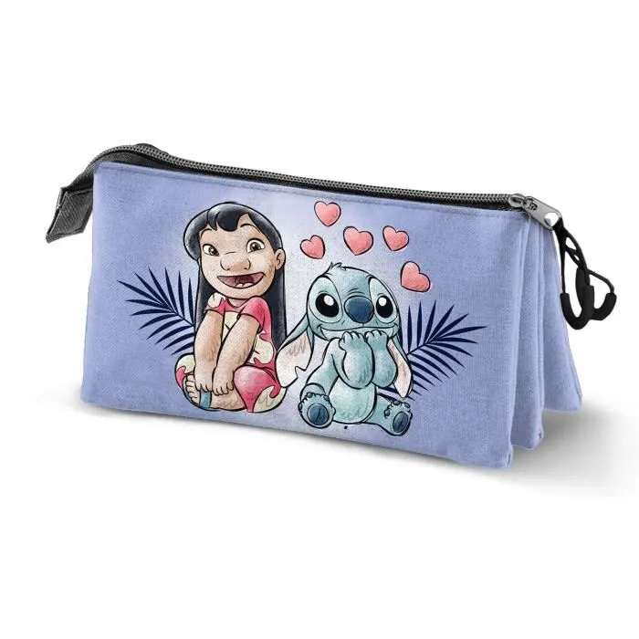Trousse Triple - Disney Lilo et Stitch Couple - Lilas - Taille Unique-0