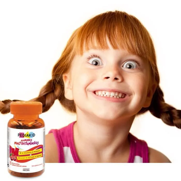 Lot de 3 PEDIAKID Gommes Multivitaminées - Complément Alimentaire Enfant Immunité - 14 vitamines & Minéraux - Gout Cerise-2