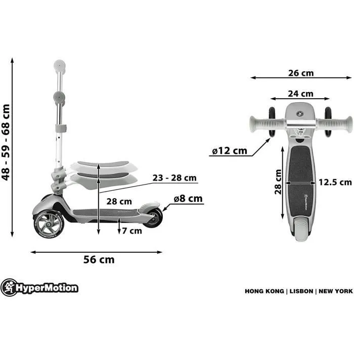 HyperMotion Draisienne Trottinette Enfant Evolutive 3 en 1 Siège pour Petit Amovible Hauteur Guidon Réglable Roues Stables Bleu-2