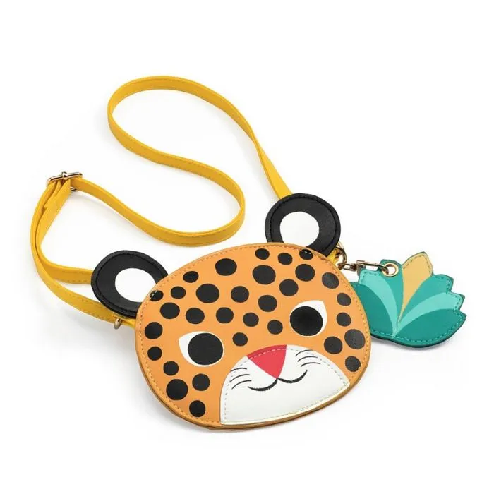 Sac bandoulière enfant - Djeco - Guépard - Anse ajustable - Mini porte-monnaie lotus - Léger-0