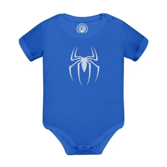 Body Bébé Manche Courte Bleu Spiderman Logo Super Héros BD Film Geek-0