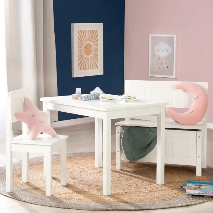 Chaise Enfant en Bois - ROBA - Hauteur d'Assise 31 cm - Avec des Fraisages de Qualité - Blanc Laqué-3