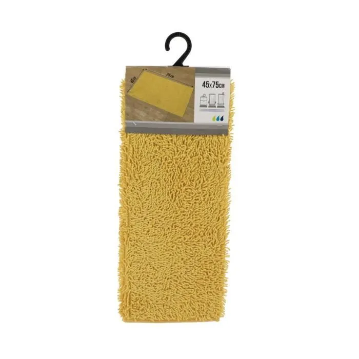 TENDANCE - Tapis de salle de bain en polyester Jaune Moutarde 45 x 75 cm-0