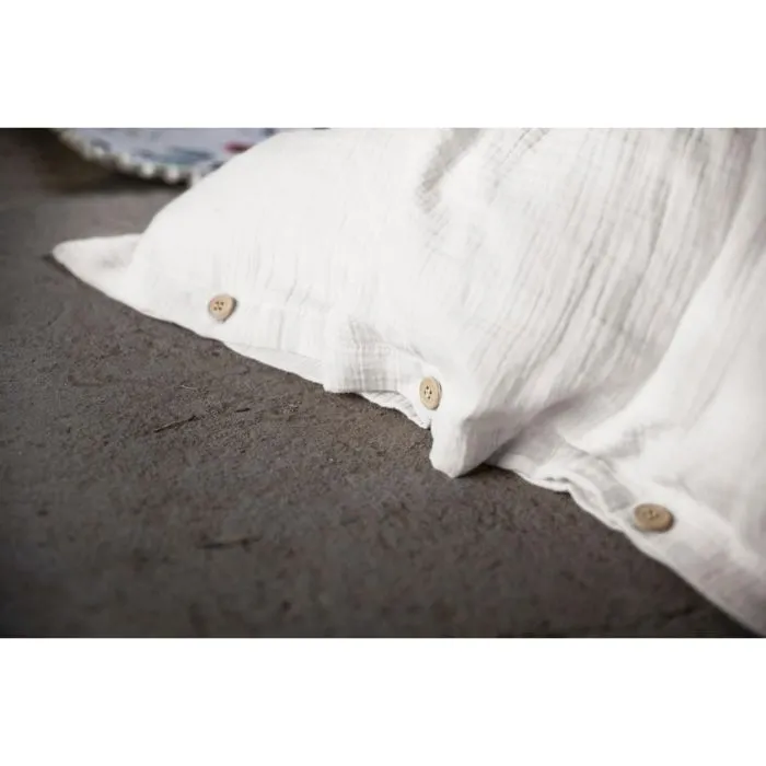Housse de couette gaze de coton Bio 140x200 cm 1 personne Blanc-2