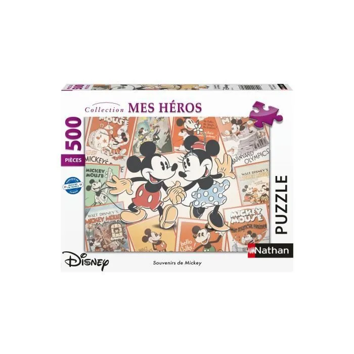 Puzzle 500 pièces Souvenirs de Mickey, Disney, Adultes et enfants, dès 12 ans, 12000969, Nathan-1