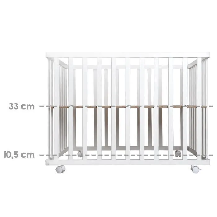 Parc Bébé Pliant en Bois ROBA - 74x100 cm - Réglable en Hauteur - Bicolore-3