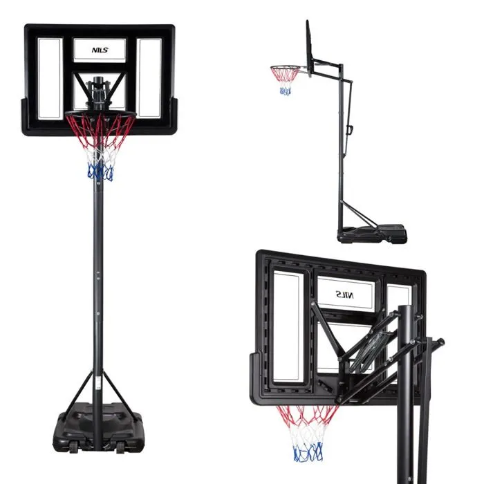 Panier de basketball - NILS - ZDK020 - Noir - Usage intensif - Réglage en hauteur 5 niveaux-1