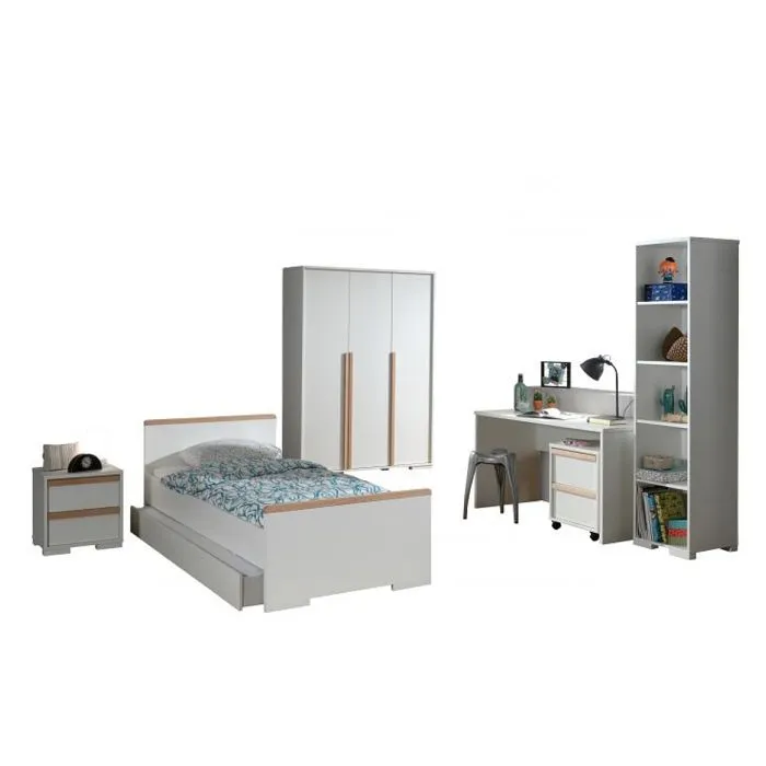 Ensemble de chambre - Vipack - LONDON Blanc - Lit classique - Enfant - Bois massif-0