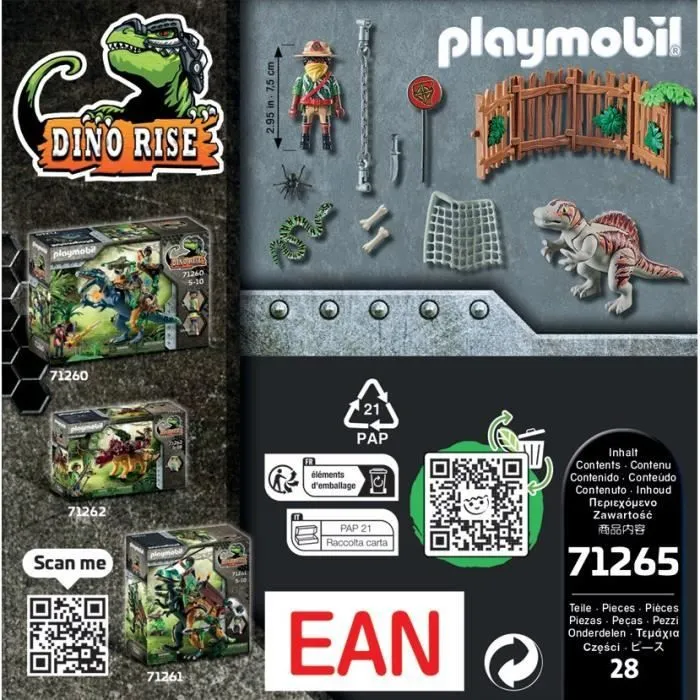 PLAYMOBIL - 71265 - Dino Rise - Bébé spinosaure et combattant-5