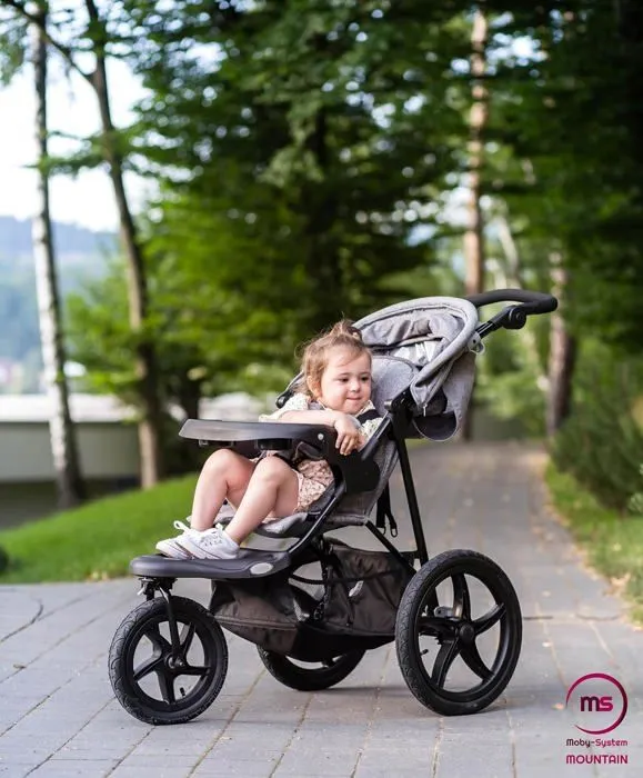 Moby-System Poussette Mountain Buggy 3 Roues, Pliable jusqu'à 15 kg, Tourne Facilement, Bandes Réfléchissantes, Ceinture à 5 Points-2