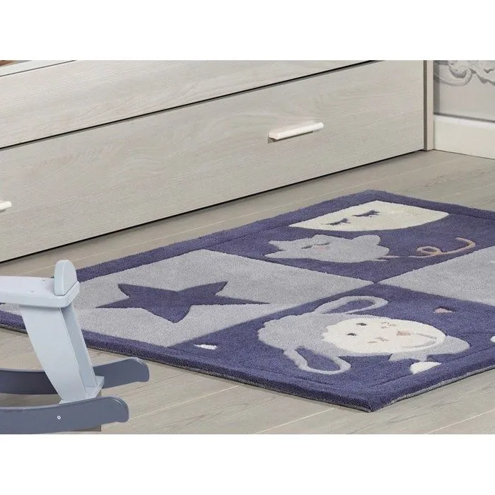 Tapis de chambre tufté 130x90cm en acrylique Bleu - SAUTHON - Merlin - Rectangulaire - Uni - 130x90cm-2