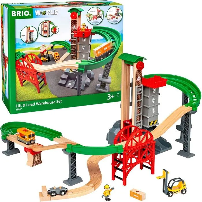 BRIO World Grand Circuit Plateforme Multimodale - Coffret 32 pièces - Circuit de train en bois - Ravensburger - Dès 3 ans - 33887-0