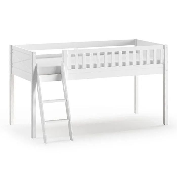 Lit Mezzanine Scott avec Rideau Princess Sophie - Vipack - Blanc - Enfant - Bois massif-2
