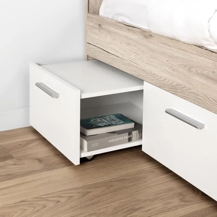 UDINE Lit adulte contemporain décor chêne cendré et blanc mat - l 140 x L 200 cm-5