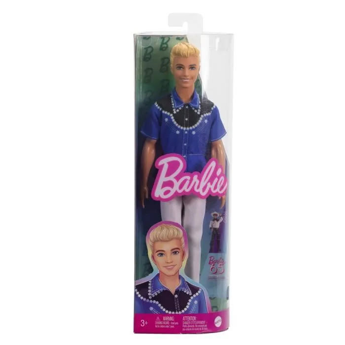 Barbie®-Fashionistas-Poupée Ken blond look western HRH25-6