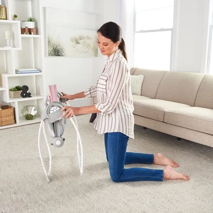INGENUITY Transat bébé balancelle électrique pliable - Flora - Arche, jouets amovible, réglages balancement, minuterie, inclinaison-2
