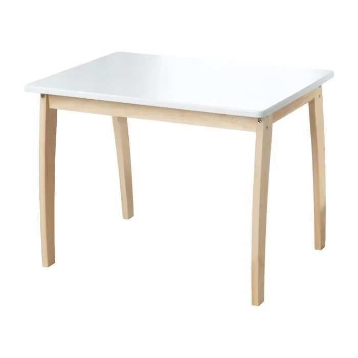 Table Enfant en Bois Massif - ROBA - Meubles pour Tout-Petits - À Partir de 2 Ans - Naturel / Blanc-0