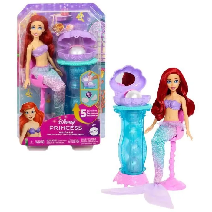 Princesses Disney-Ariel Secrets De Perle-Coffret Poupée Et 5 Surprises - 3ans +- JBF86-0