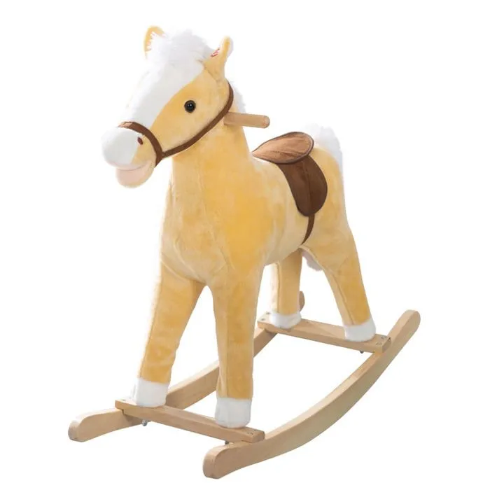 Cheval à Bascule de Noël à Effets Sonores + Bonnet et Écharpe de Noël - ROBA - Jaune / Rouge-5