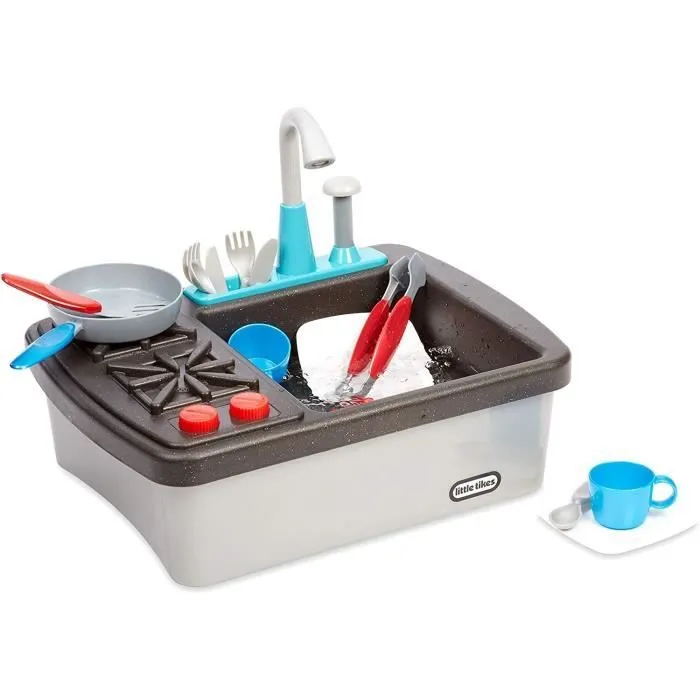 Évier et cuisinière - LITTLE TIKES - Primo - Fonctionne avec pompe - Inclus vaisselle - Dès 3 ans-0