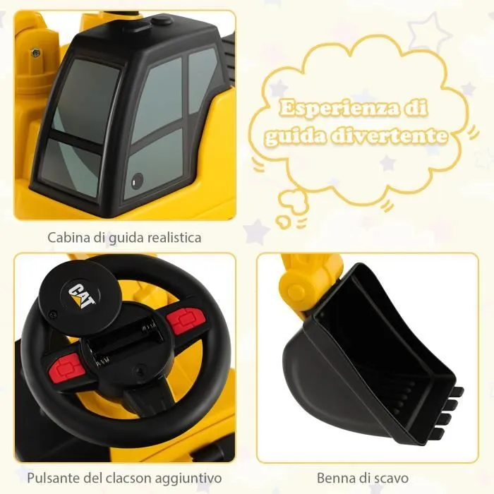 COSTWAY Tracteur pour Enfant Jouet Pelle avec Seau Rotatif, Roues Anti-dérapantes, Bouton Klaxon, Stockage de Siège, 25kg, 1-3 Ans-2