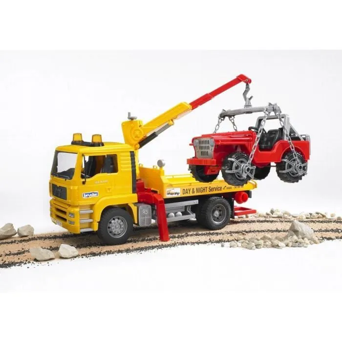 BRUDER - 2750 - Camion Depannage Man + Portique Et Jeep Echelle 1/16eme - 49,5 cm-0