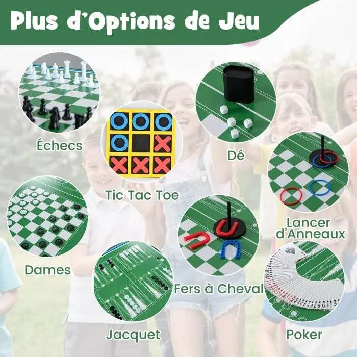 COSTWAY Table de multi-jeux 15 en 1-Basket-Babyfoot-Billard-Hockey-Bowling-Ping-pong-Jeu de palets-Accessoires-123 x 105 x 90,5 cm-2