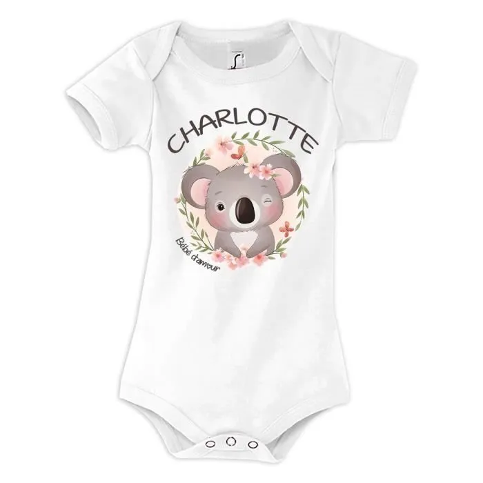 Body bébé Koala - Marque Koala - Blanc - Label qualité Oeko-Tex - Fermeture boutons pression-0