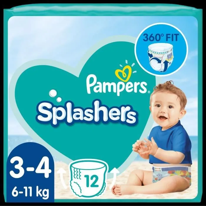 Pampers Splashers Taille 3-4, 6-11 kg, 12 Couches-Culottes De Bain-0
