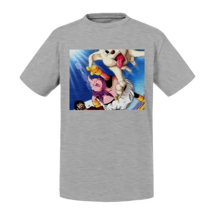 T-shirt Enfant Gris Dragon Ball Z Majin Boo Boubou Satan Anime Manga-0