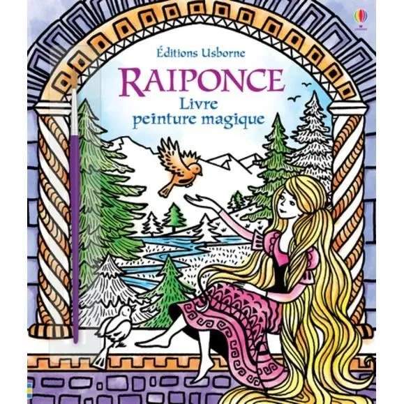 Livre de peinture magique - Raiponce - Pour enfants - Noir et blanc-0
