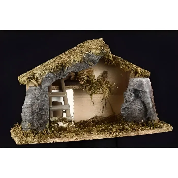 Crèche de Noël traditionnelle en bois-0