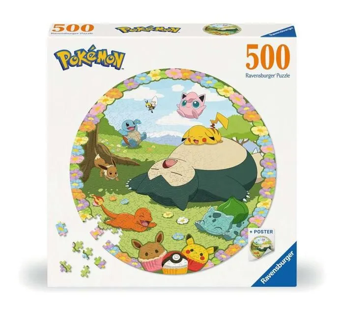 Puzzle rond 500 pièces - Pokémon en fleurs-0