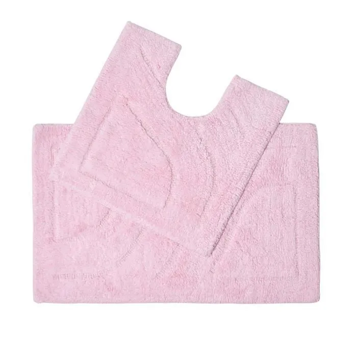 Tapis de bain - HOMESCAPES - Pur Coton - Rose - Haut de gamme - 2 pièces-0
