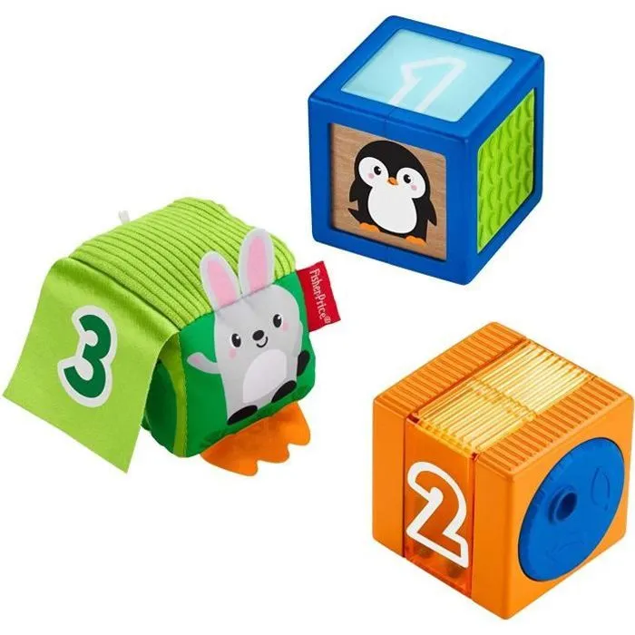Cubes d'éveil surprises Fisher-Price - Lot de 3 cubes d'activité pour bébé de 6 mois et plus-0